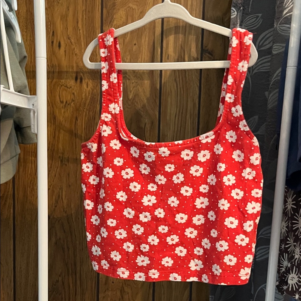 Floral Red Women's crop tank